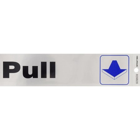 HILLMAN English Silver Push/Pull Decal 2 in. H X 8 in. W, 6PK 839828